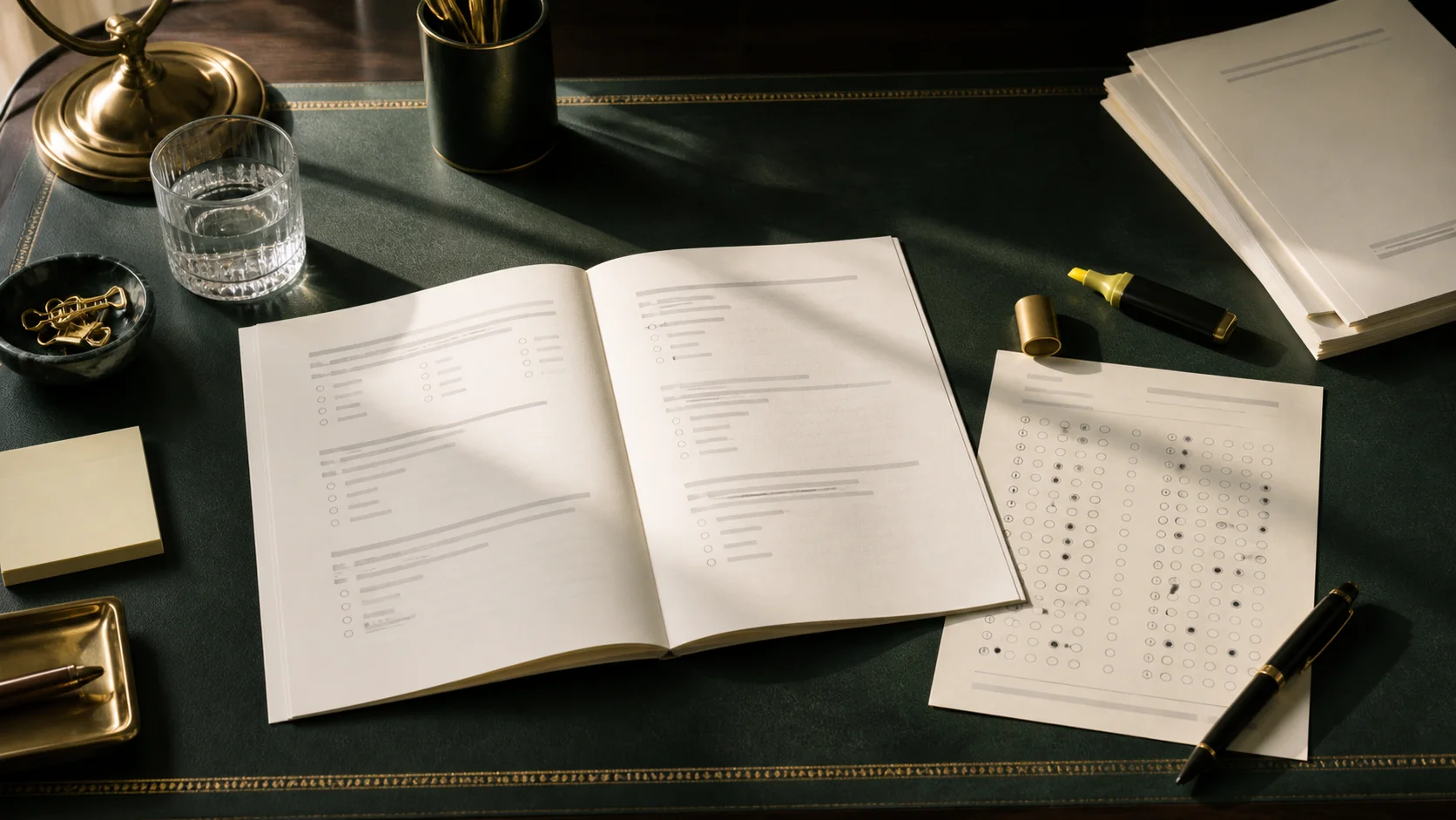 Caderno de prova e folha de respostas usados em uma revisão estruturada do Revalida