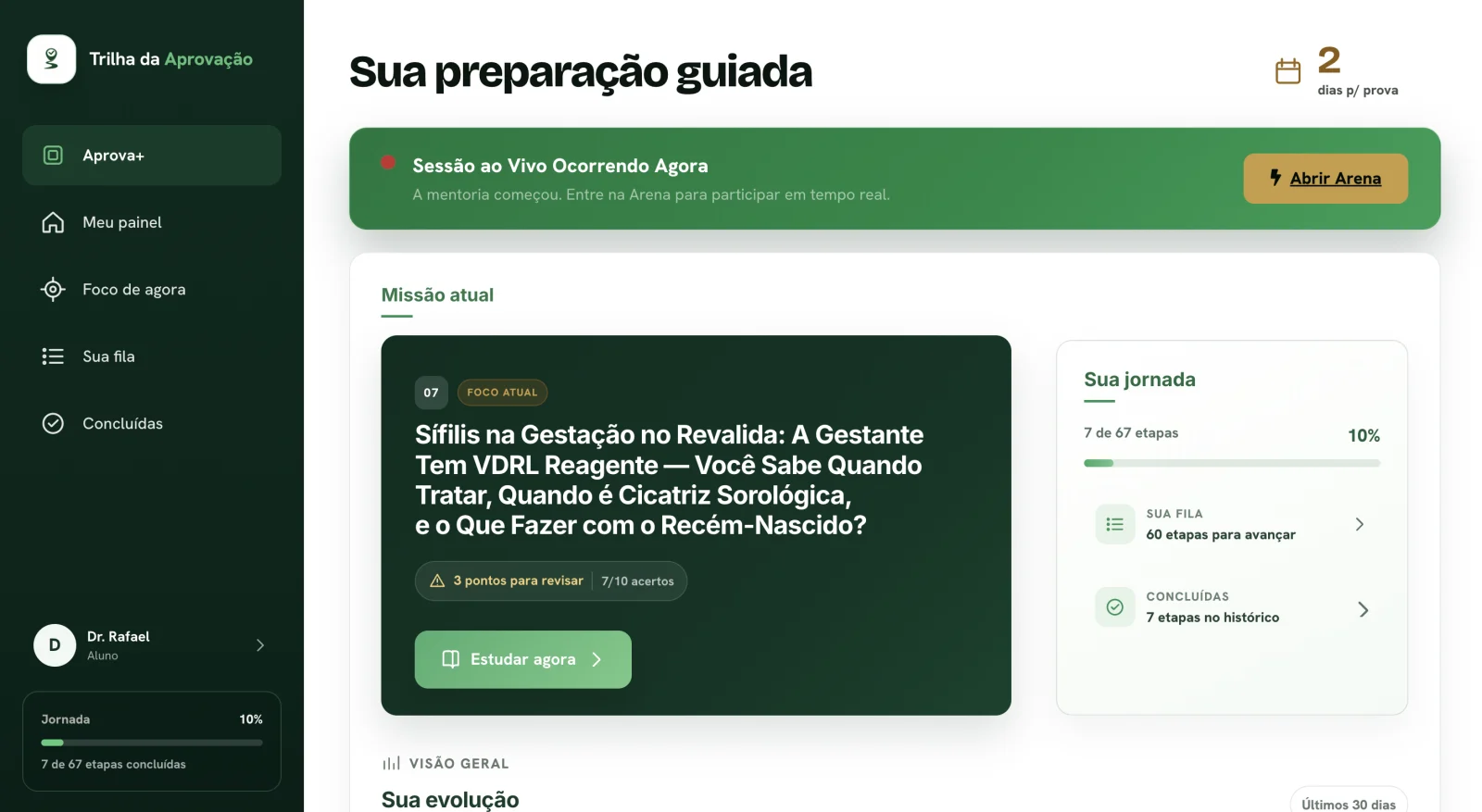 Captura real do Aprova+ com perfil demonstrativo: aprova+